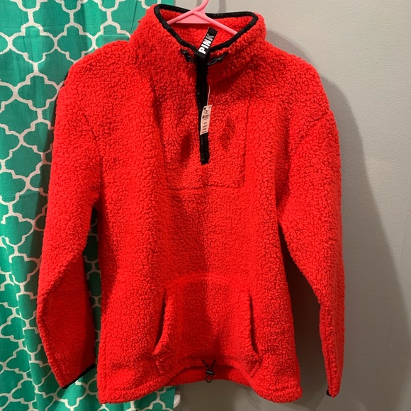PINK Victoria's Secret Tops - Victoria’s Secret Pink red Sherpa size XS, NWT!